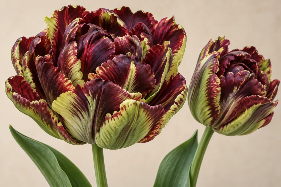 Иллюстрация тюльпана Double Flaming Bird
